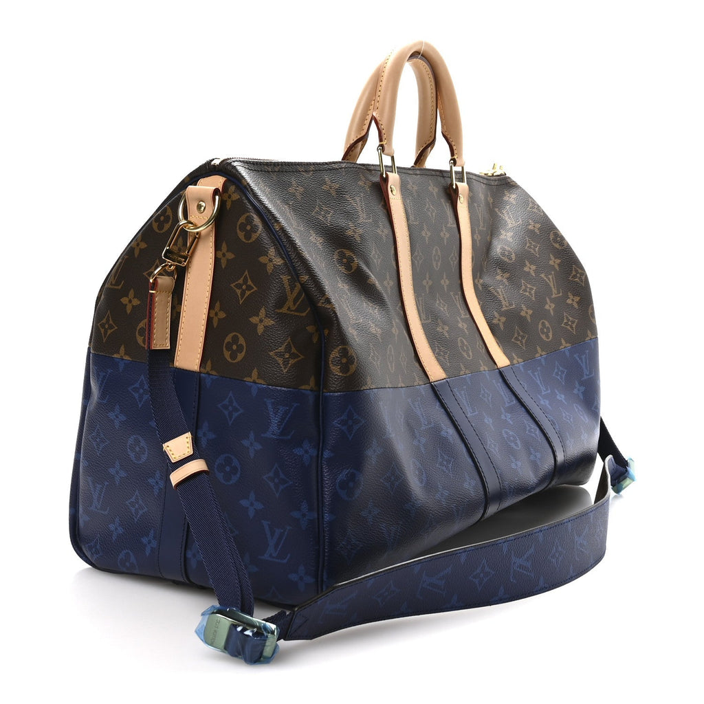 MONOGRAM SPLIT KEEPALL BANDOULIERE 50 PACIFIC BLUE