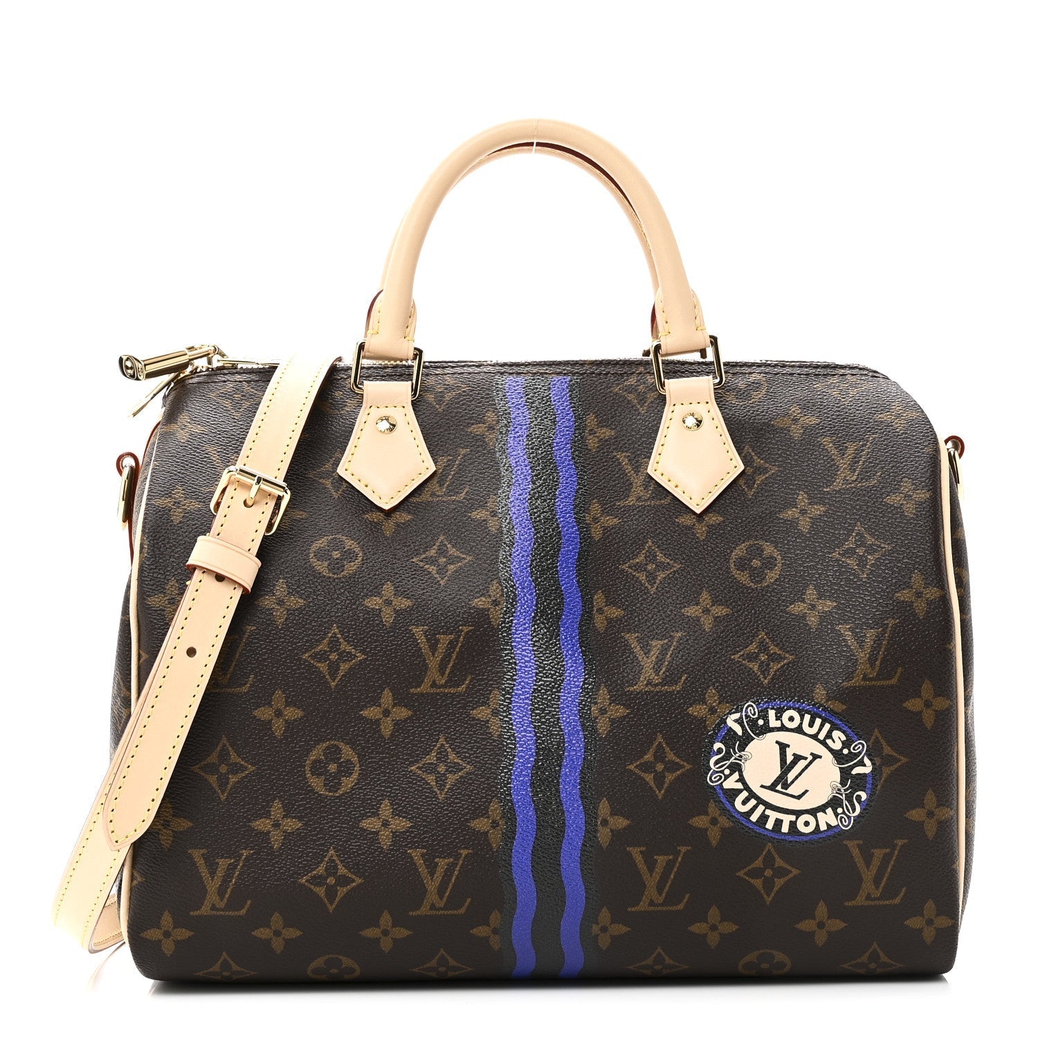 MON MONOGRAM SPEEDY BANDOULIERE 30 INDIGO BLUE KHAKI