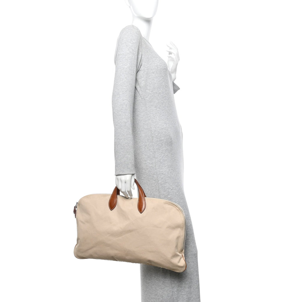 NATURAL BARENIA CANVAS VICTORIA TRAVEL BRIEFCASE FAUVE