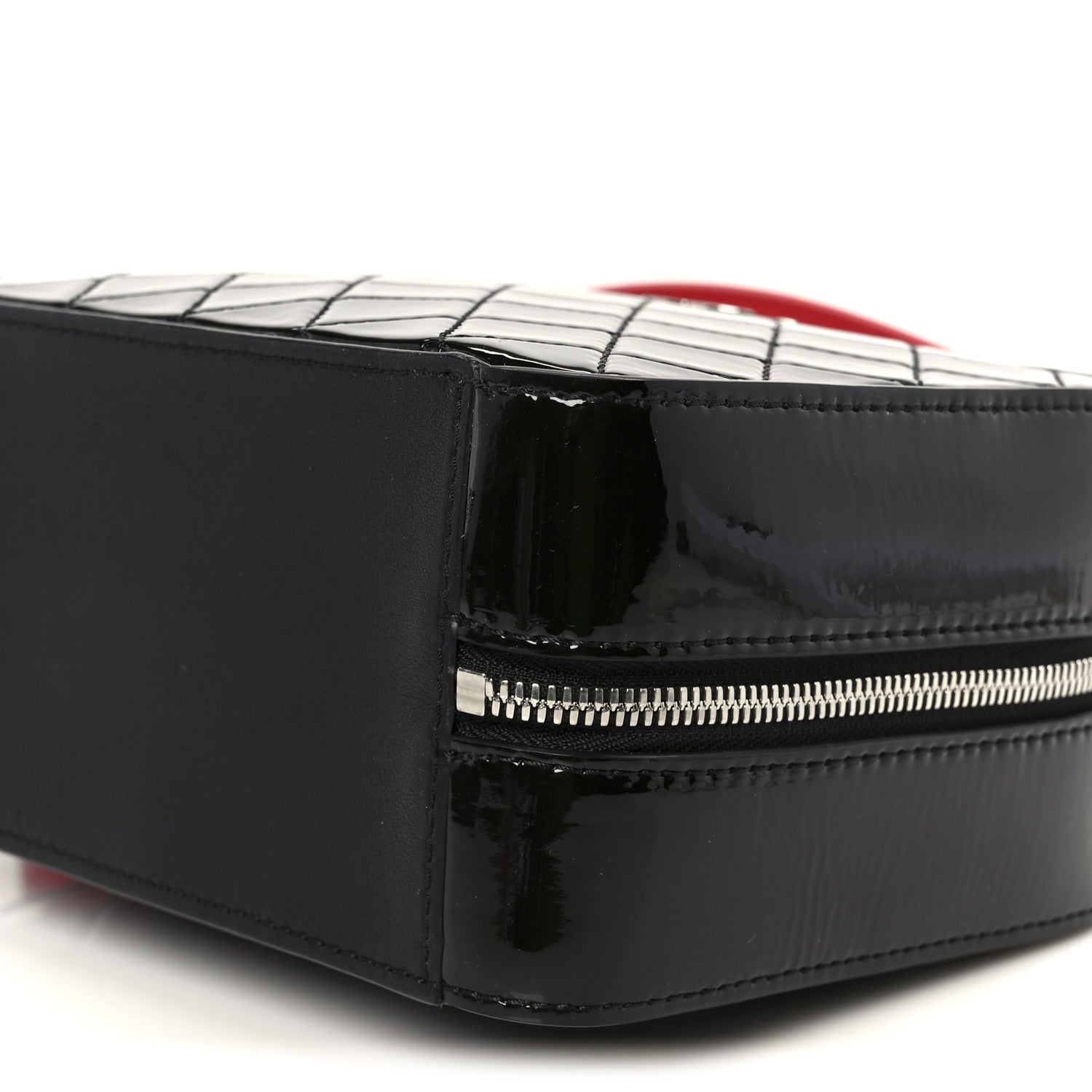 PATENT QUILTED TRAVEL KIT VANITY CASE BLACK