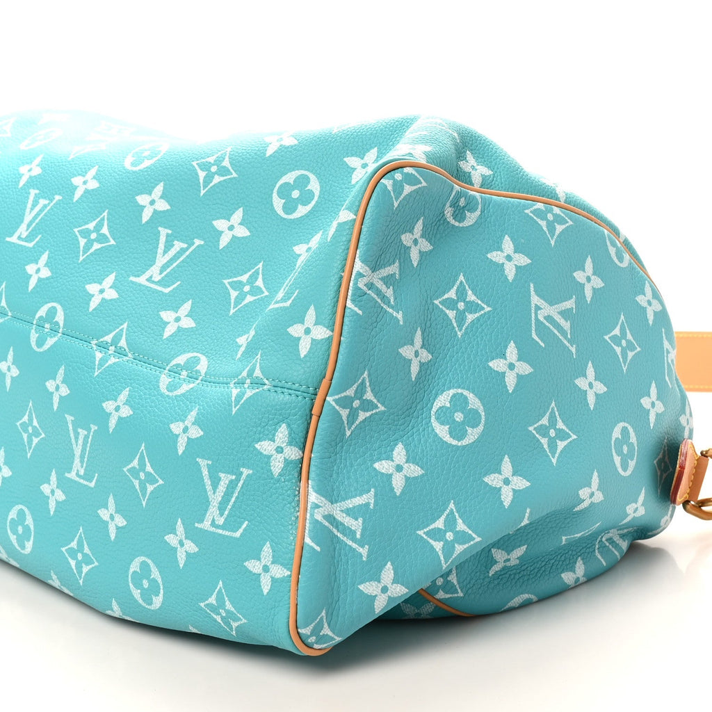 CALFSKIN MONOGRAM SPEEDY P9 BANDOULIERE 40 TURQUOISE