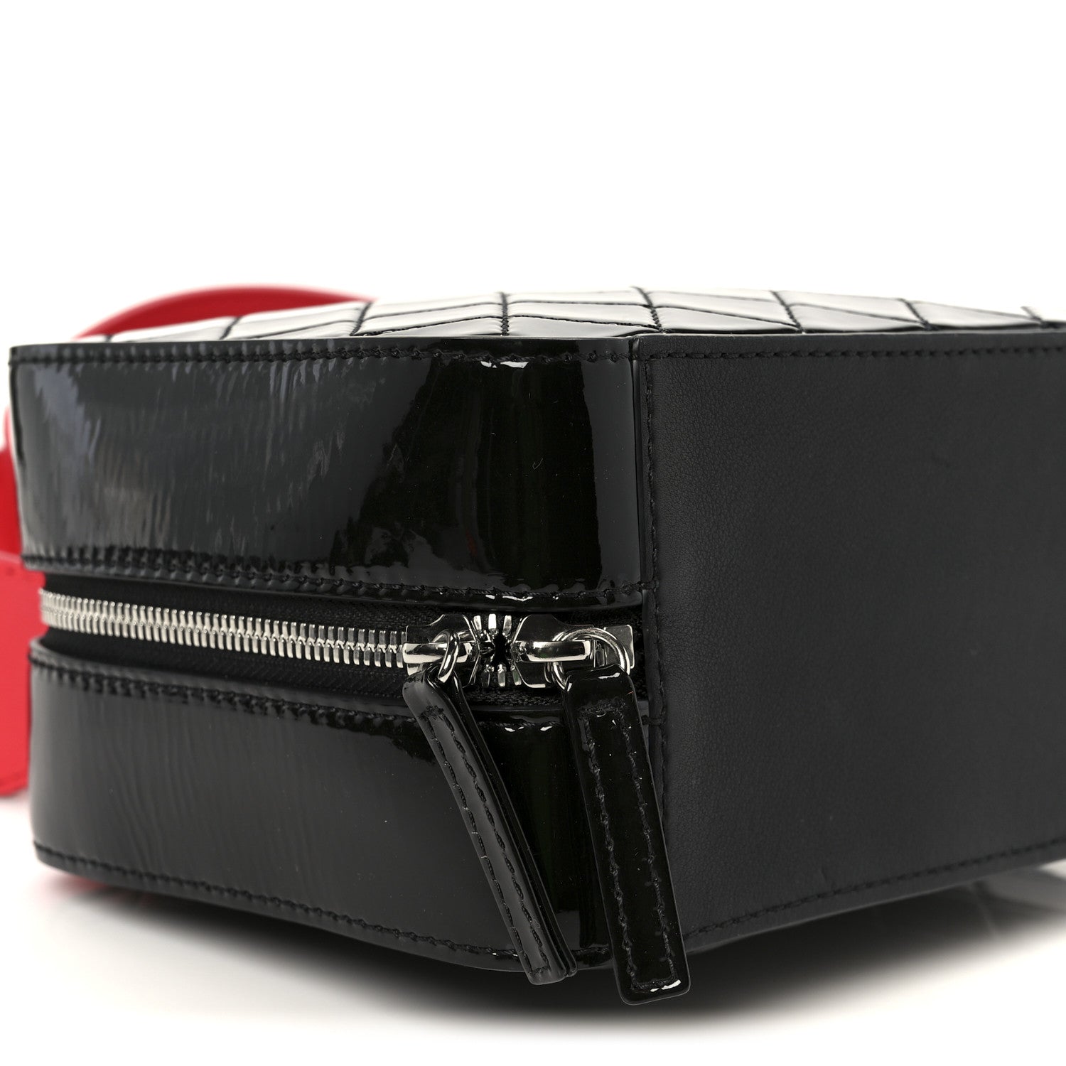 PATENT QUILTED TRAVEL KIT VANITY CASE BLACK
