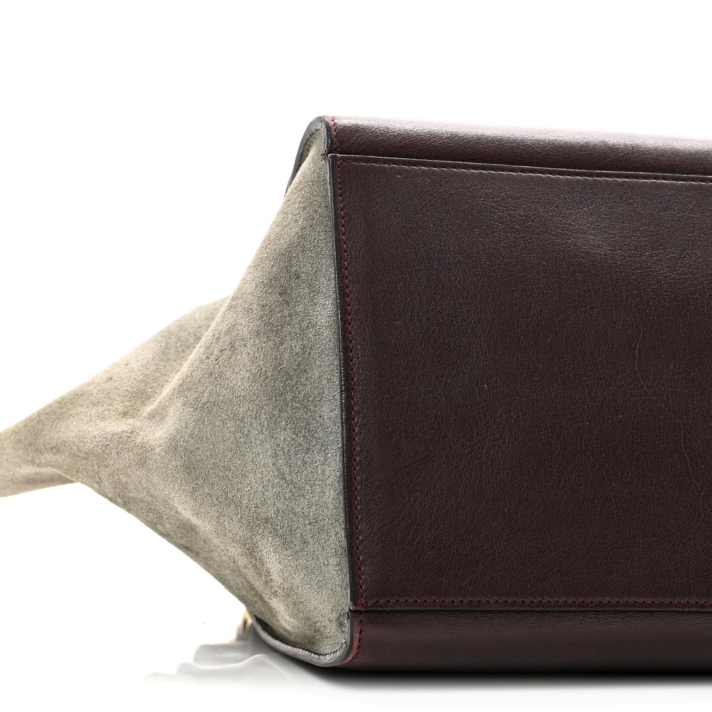 CALFSKIN AND SUEDE SMALL TRI-COLOR TRAPEZE DARK GREY