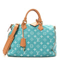 CALFSKIN MONOGRAM SPEEDY P9 BANDOULIERE 40 TURQUOISE