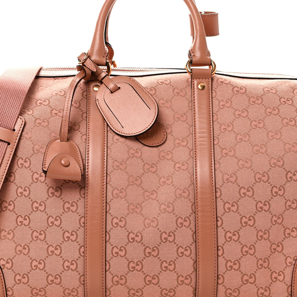 MONOGRAM AZALEA CALFSKIN SMALL RETRO INTERLOCKING G DUFFLE BAG CLOCHE ROSE PINK
