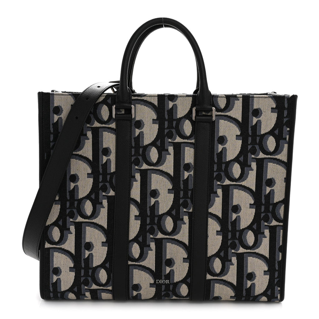 MAXI OBLIQUE JACQUARD EAST WEST TOTE BEIGE BLUE