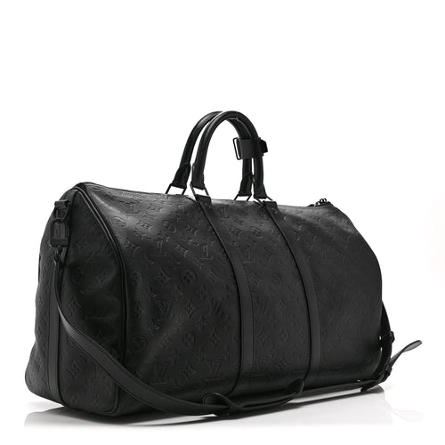 CALFSKIN SHADOW MONOGRAM KEEPALL BANDOULIERE 50 BLACK