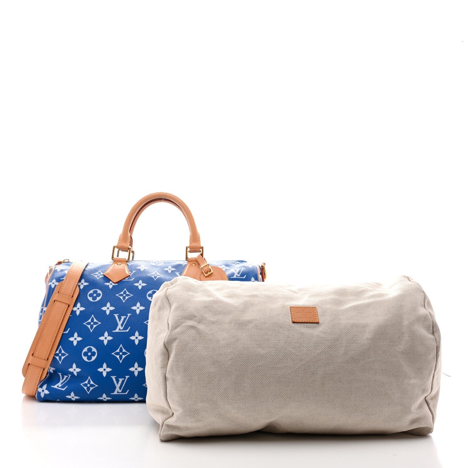 CALFSKIN MONOGRAM SPEEDY P9 BANDOULIERE 40 BLUE