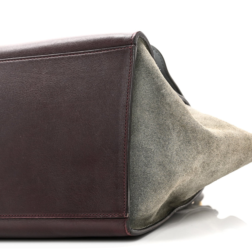 CALFSKIN AND SUEDE SMALL TRI-COLOR TRAPEZE DARK GREY