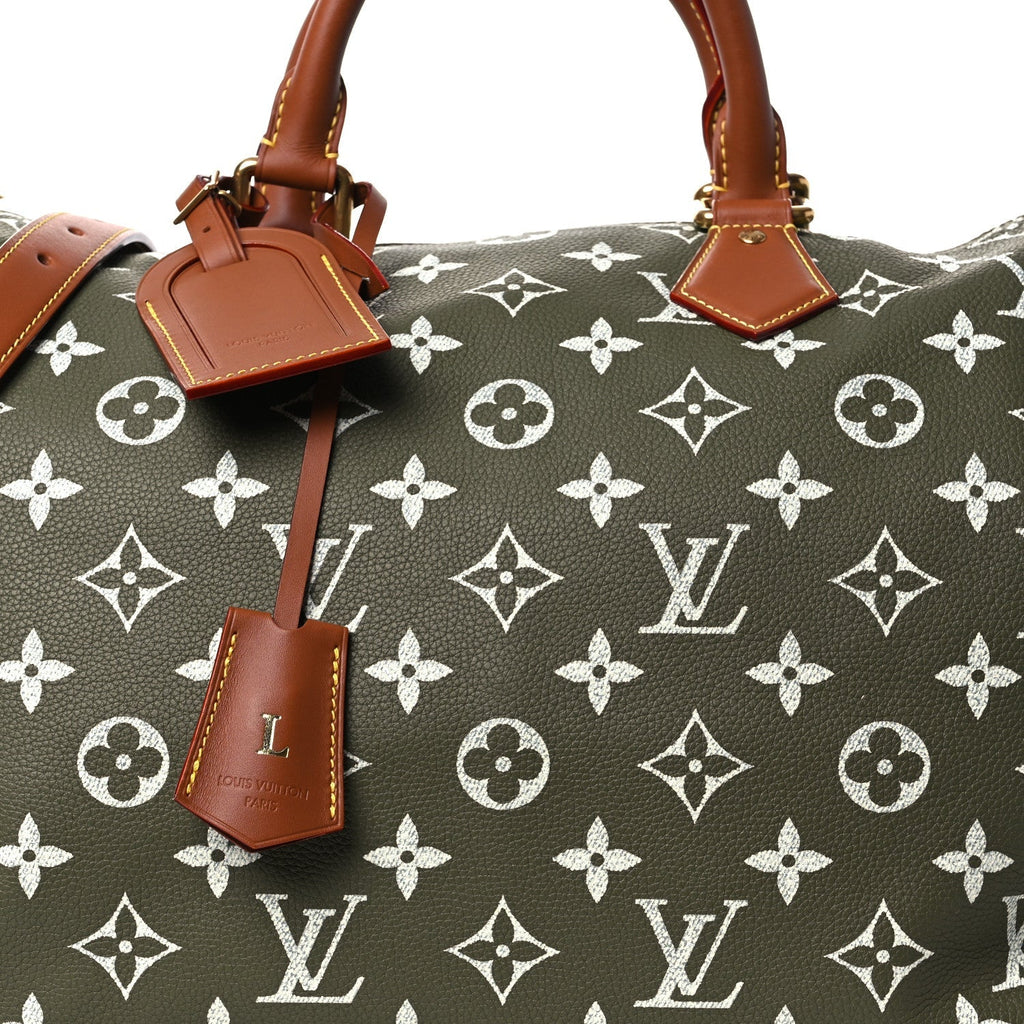 CALFSKIN MONOGRAM SPEEDY P9 BANDOULIERE 40 GREEN SANCHA