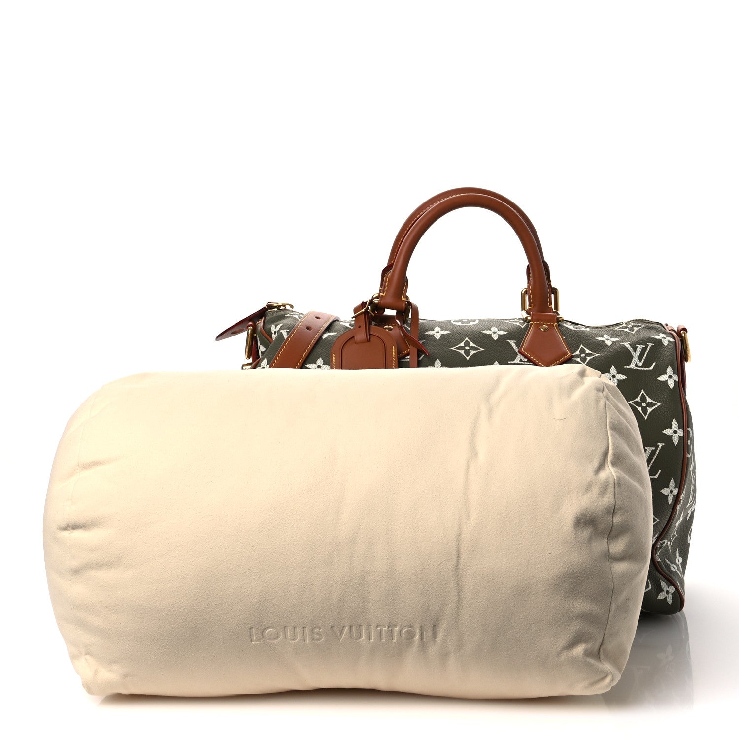 CALFSKIN MONOGRAM SPEEDY P9 BANDOULIERE 40 GREEN SANCHA