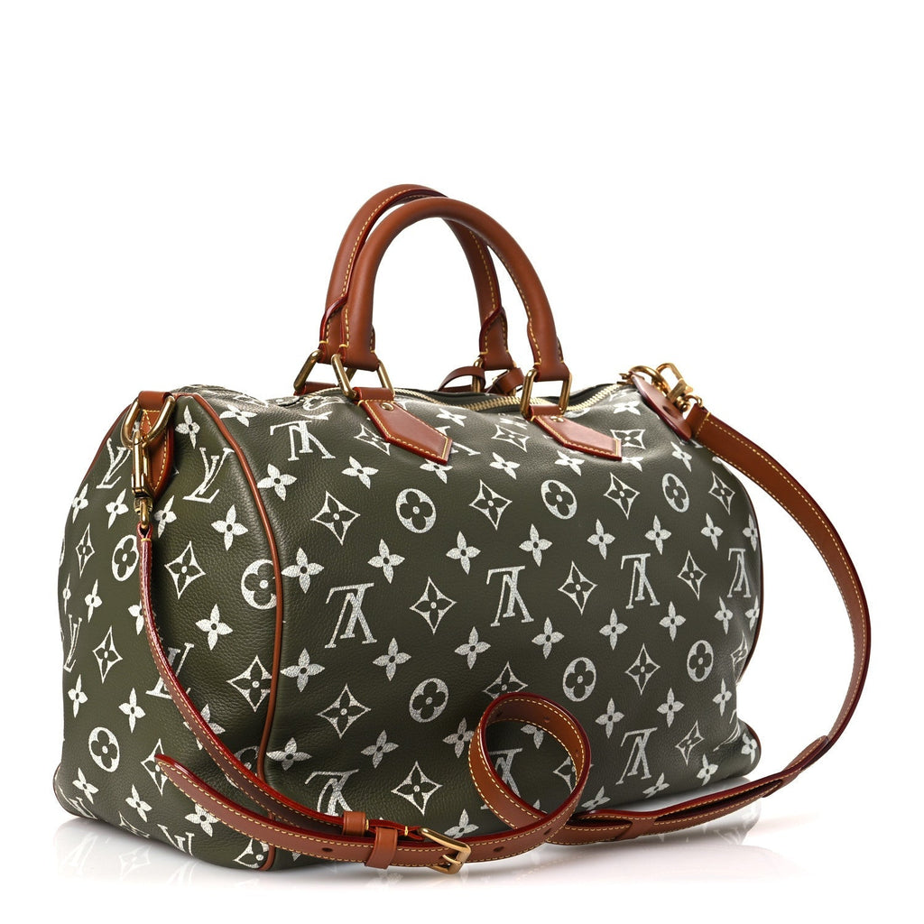 CALFSKIN MONOGRAM SPEEDY P9 BANDOULIERE 40 GREEN SANCHA