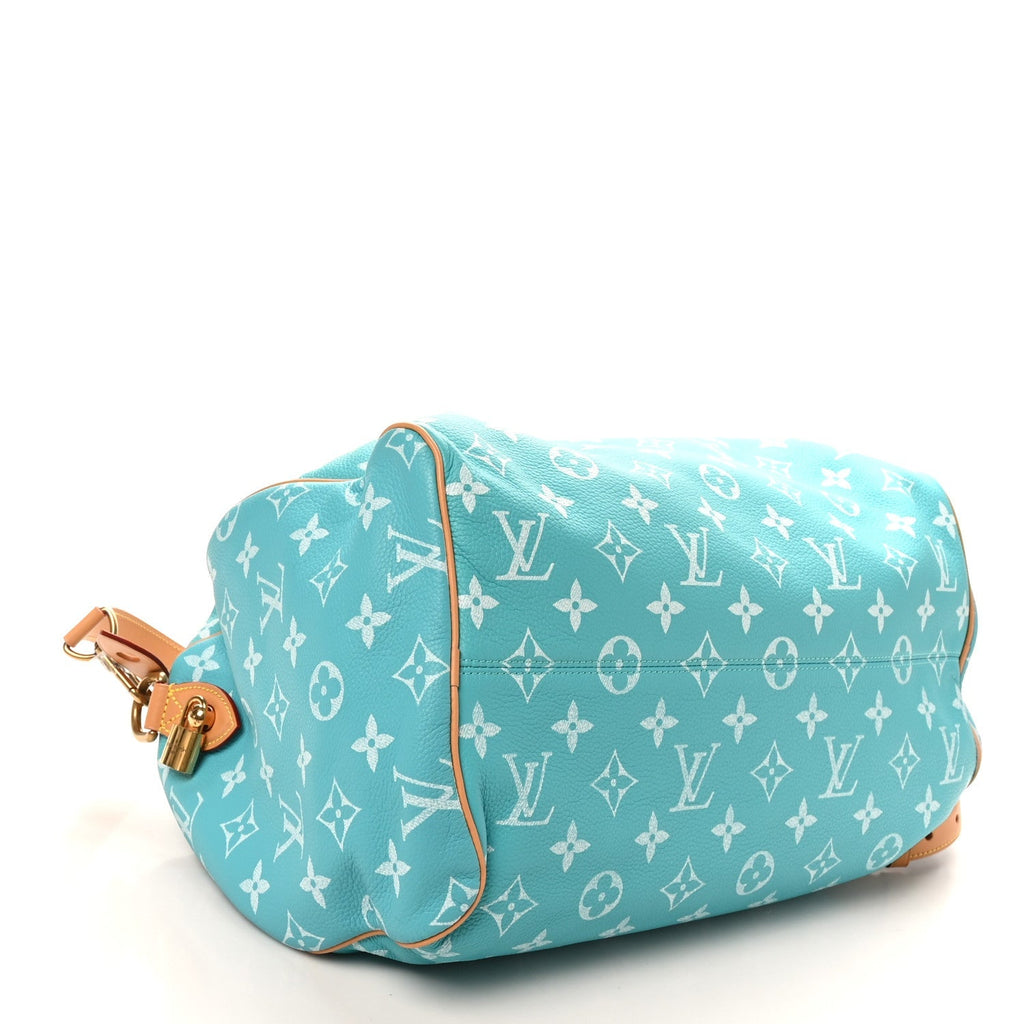 CALFSKIN MONOGRAM SPEEDY P9 BANDOULIERE 40 TURQUOISE