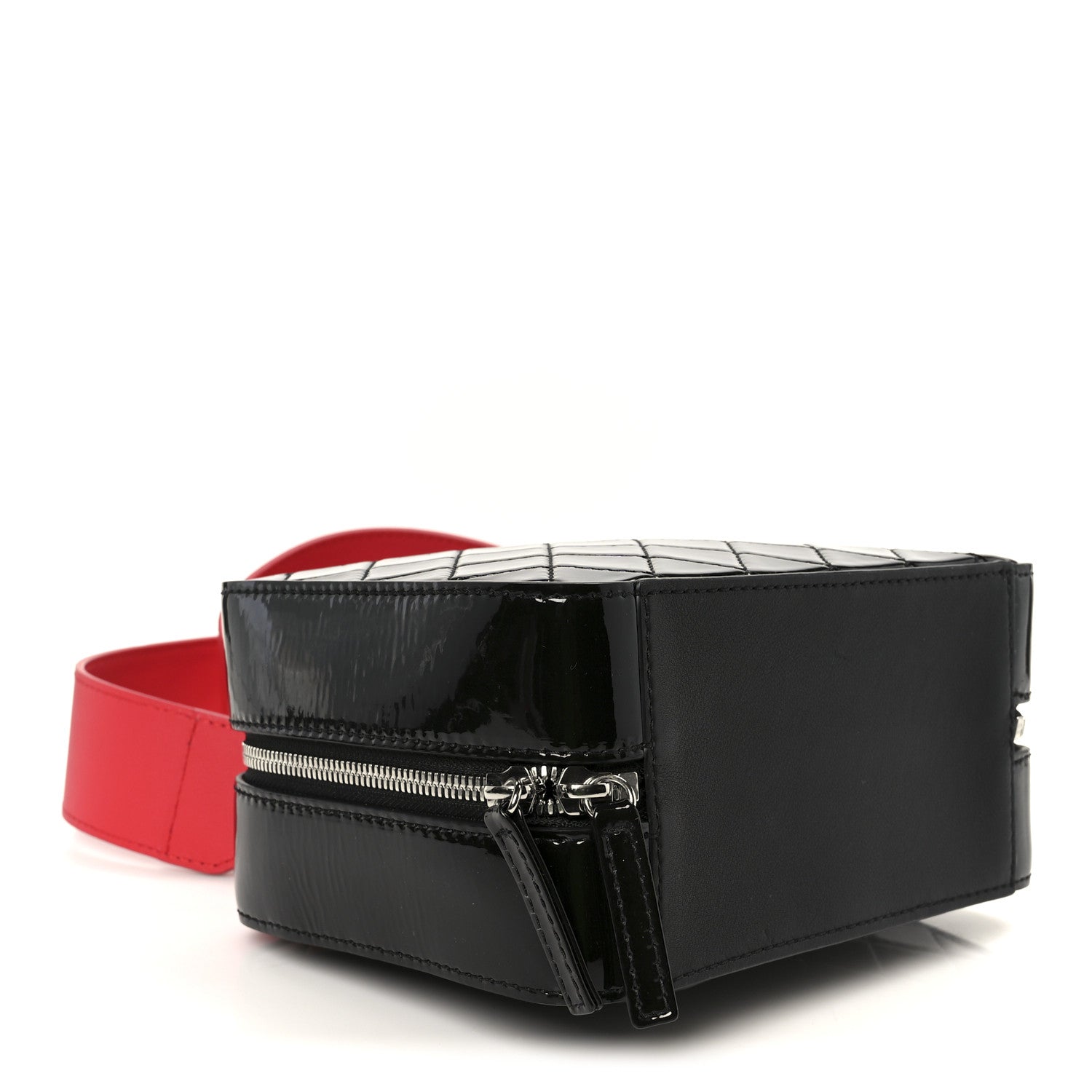 PATENT QUILTED TRAVEL KIT VANITY CASE BLACK
