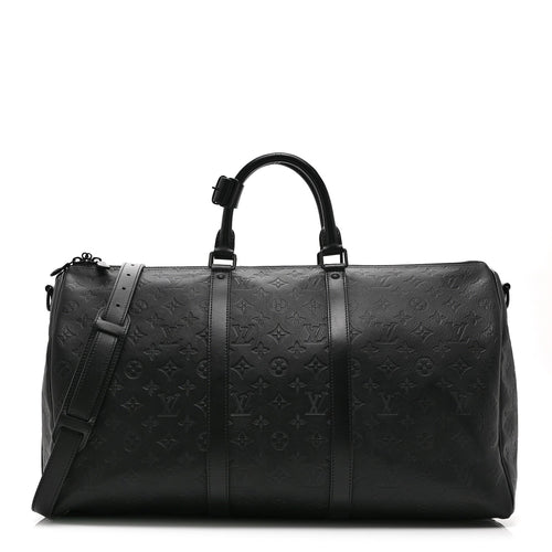 CALFSKIN SHADOW MONOGRAM KEEPALL BANDOULIERE 50 BLACK