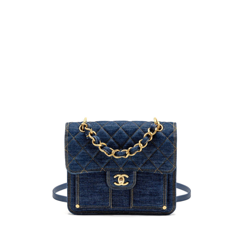 23S FLAP BACKPACK DENIM BLUE GHW (MICROCHIP)