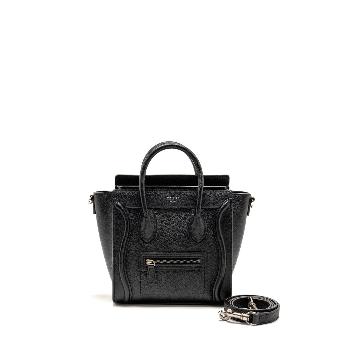 Celine Nano Luggage Bag Grained Calfskin Black SHW