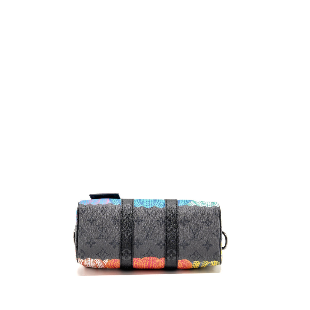 X YAYOI KUSAMA KEEPALL BANDOULIERE 25 PUMPKIN MULTICOLOURED MONOGRAM CANVAS SHW