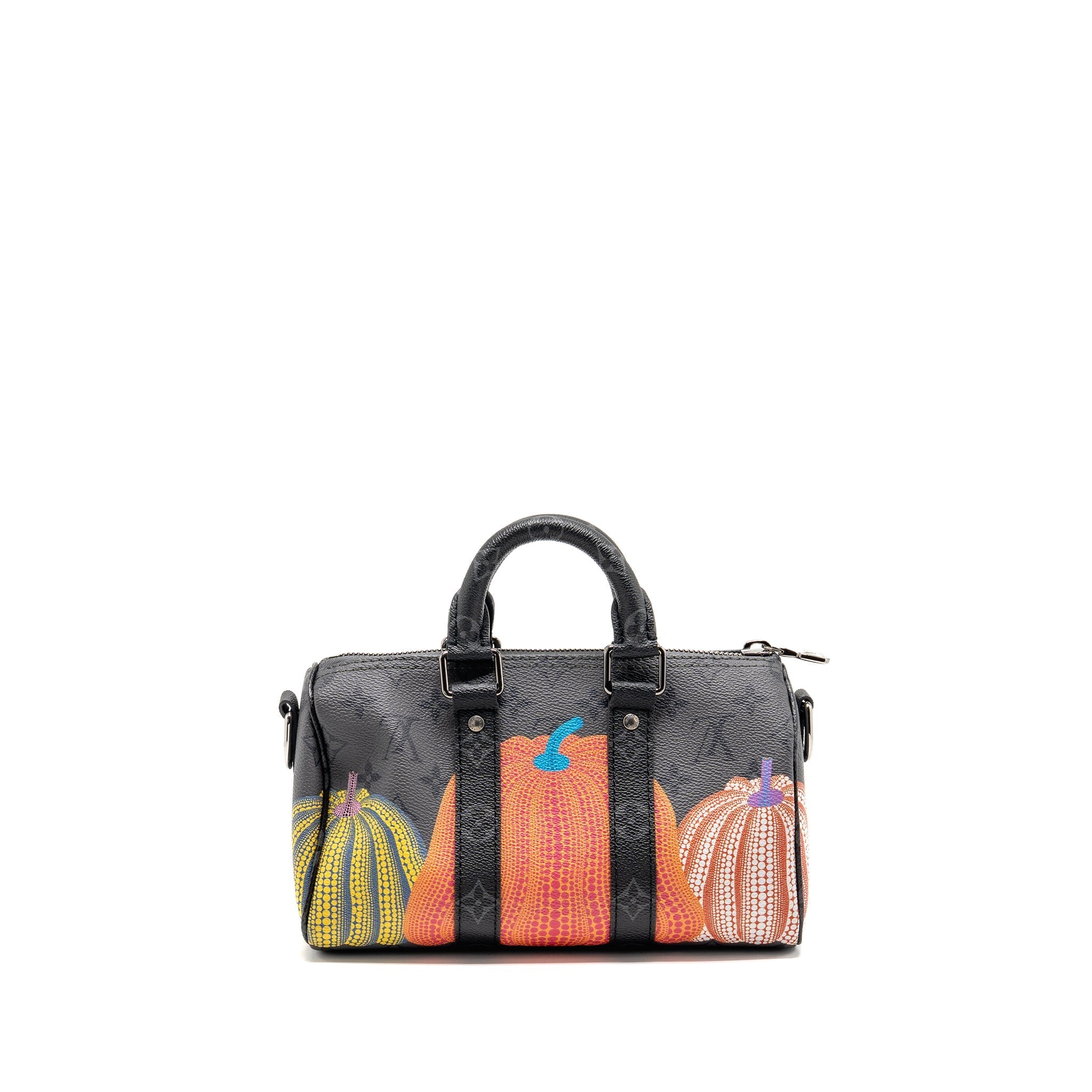 X YAYOI KUSAMA KEEPALL BANDOULIERE 25 PUMPKIN MULTICOLOURED MONOGRAM CANVAS SHW