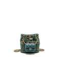 BUCKET BACKPACK WITH CASE TWEED/LAMBSKIN DARK GREEN/MULTICOLOUR GHW (MICROCHIP)