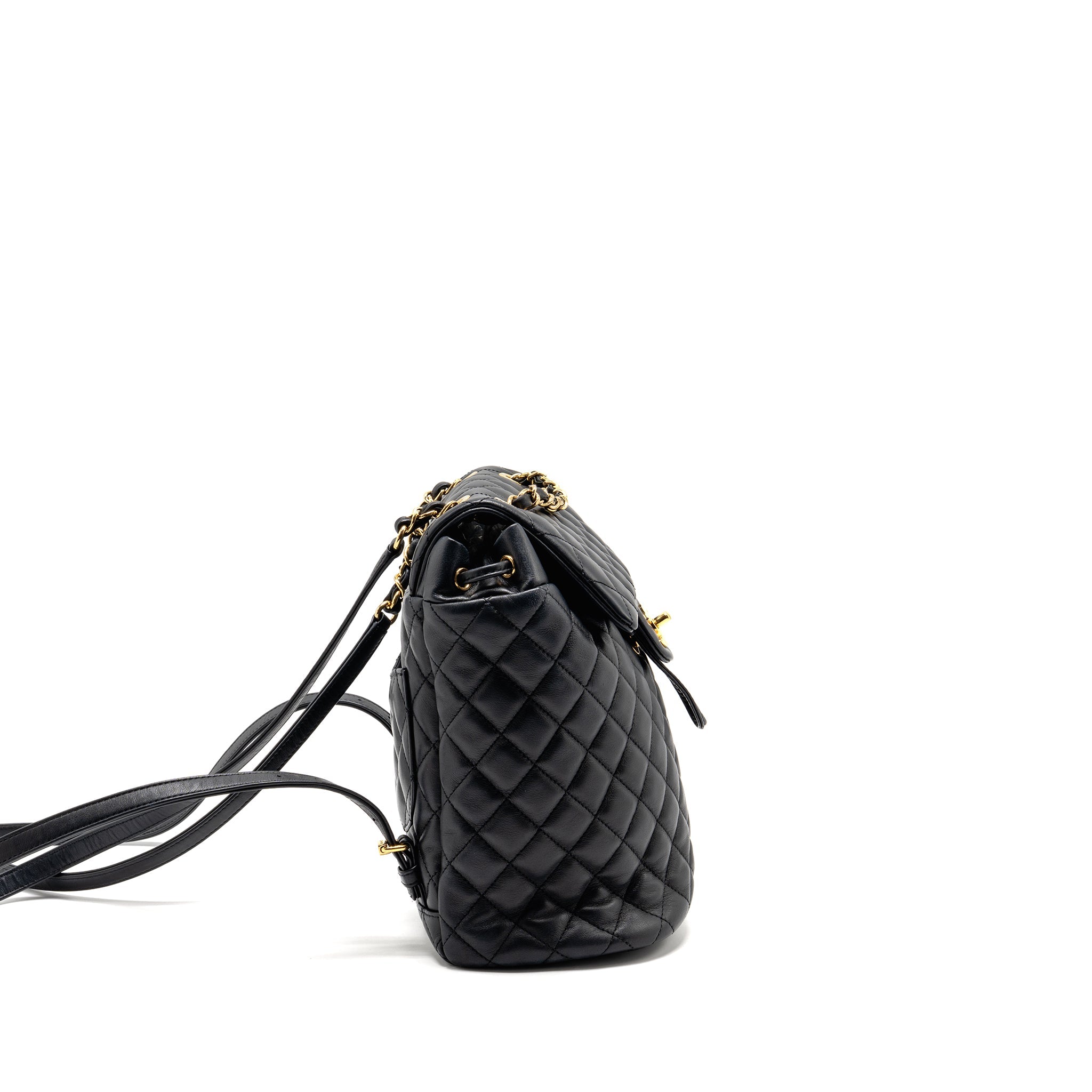 SMALL URBAN SPIRIT QUILTED BACKPACK CALFSKIN BLACK GHW