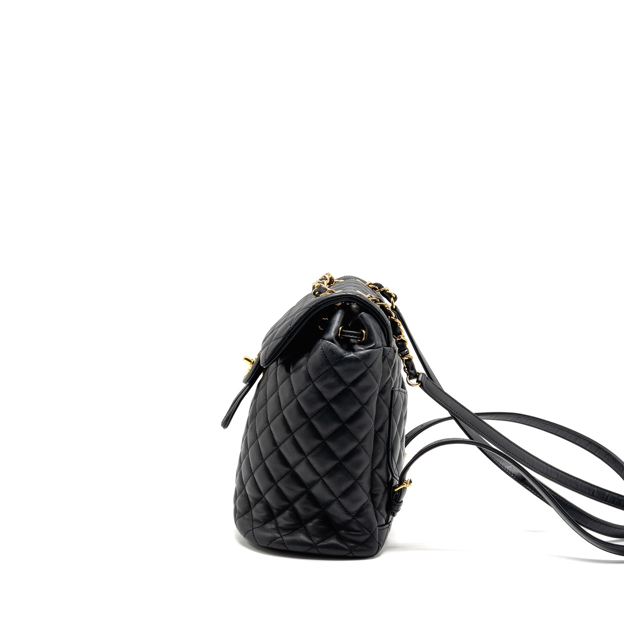 SMALL URBAN SPIRIT QUILTED BACKPACK CALFSKIN BLACK GHW