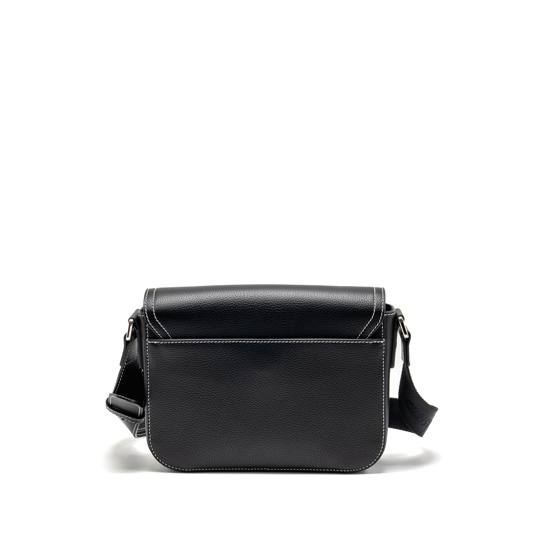 MEDIUM SADDLE FLAP MESSENGER BAG GRAINED CALFSKIN BLACK GHW