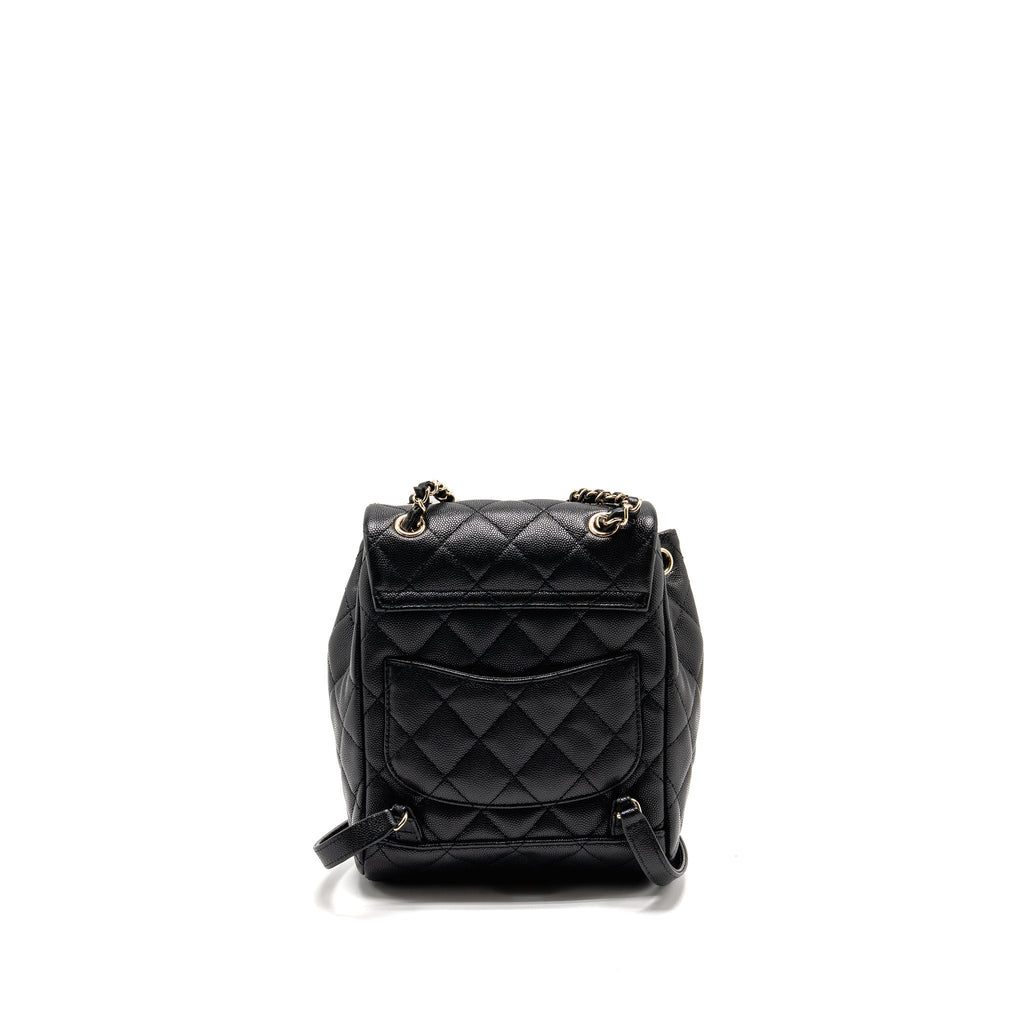 QUILTED MINI BACKPACK CAVIAR BLACK LGHW (MICROCHIP)