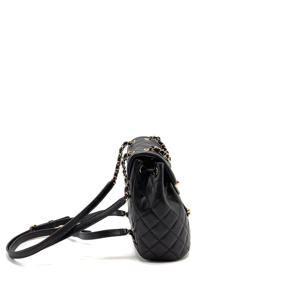 QUILTED MINI BACKPACK CAVIAR BLACK LGHW (MICROCHIP)