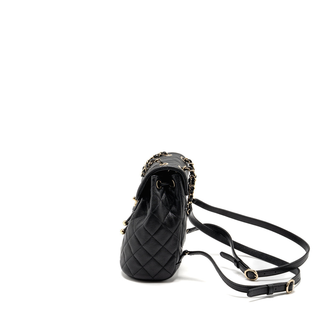 QUILTED MINI BACKPACK CAVIAR BLACK LGHW (MICROCHIP)