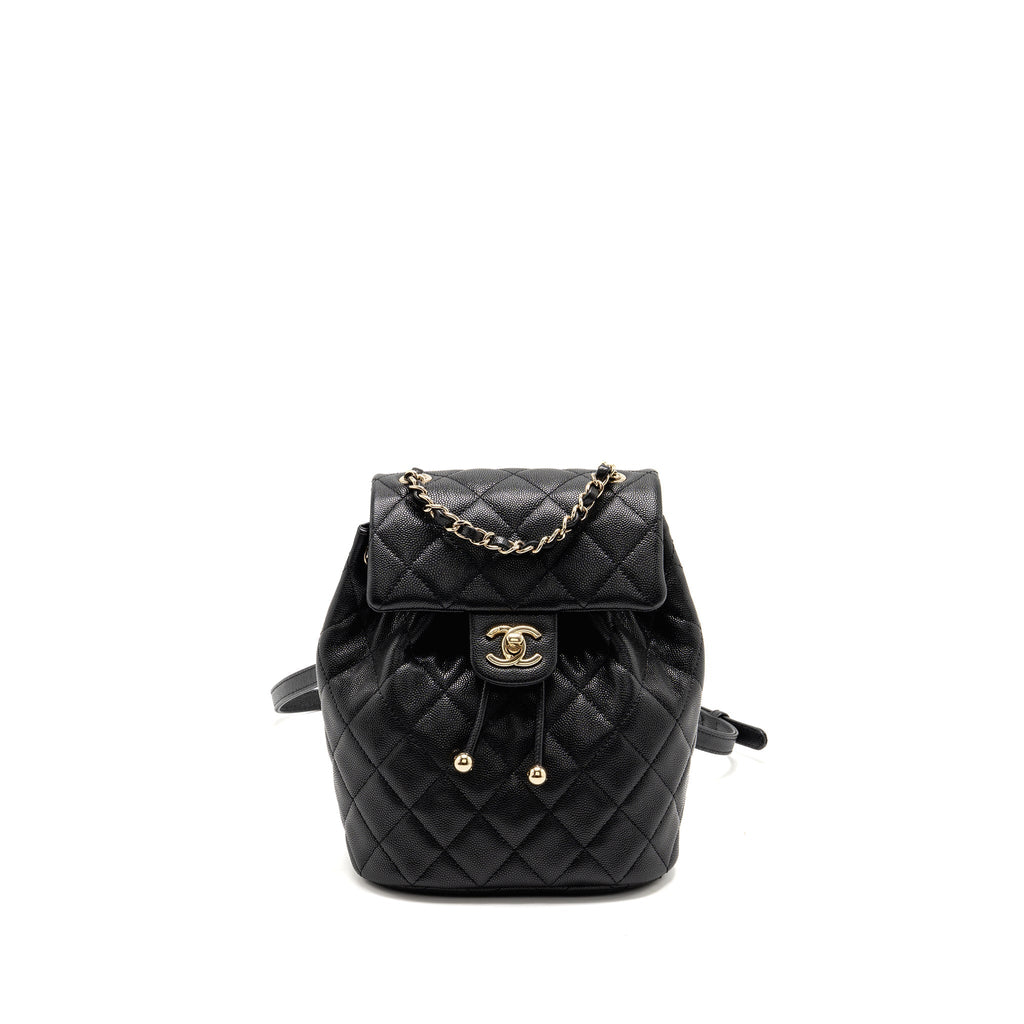 QUILTED MINI BACKPACK CAVIAR BLACK LGHW (MICROCHIP)