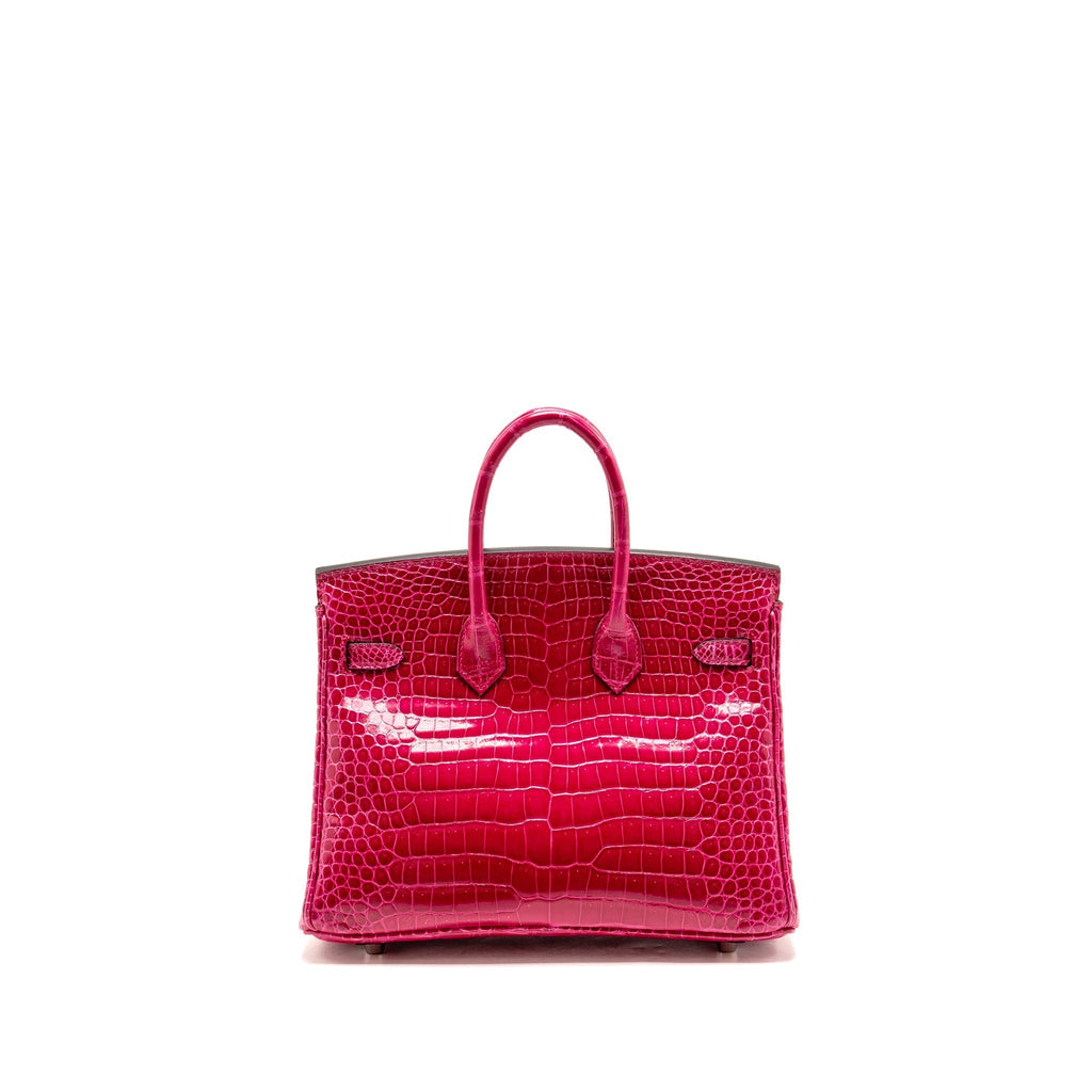 HERMES BIRKIN 25 SHINY CROCODILE POROUS ROSE MEXICO SHW