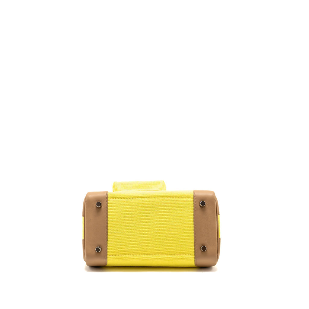 HERMES BIRKIN 25 CARGO TOILE GOELAND / SWIFT JAUNE CITRON / CHAI SHW