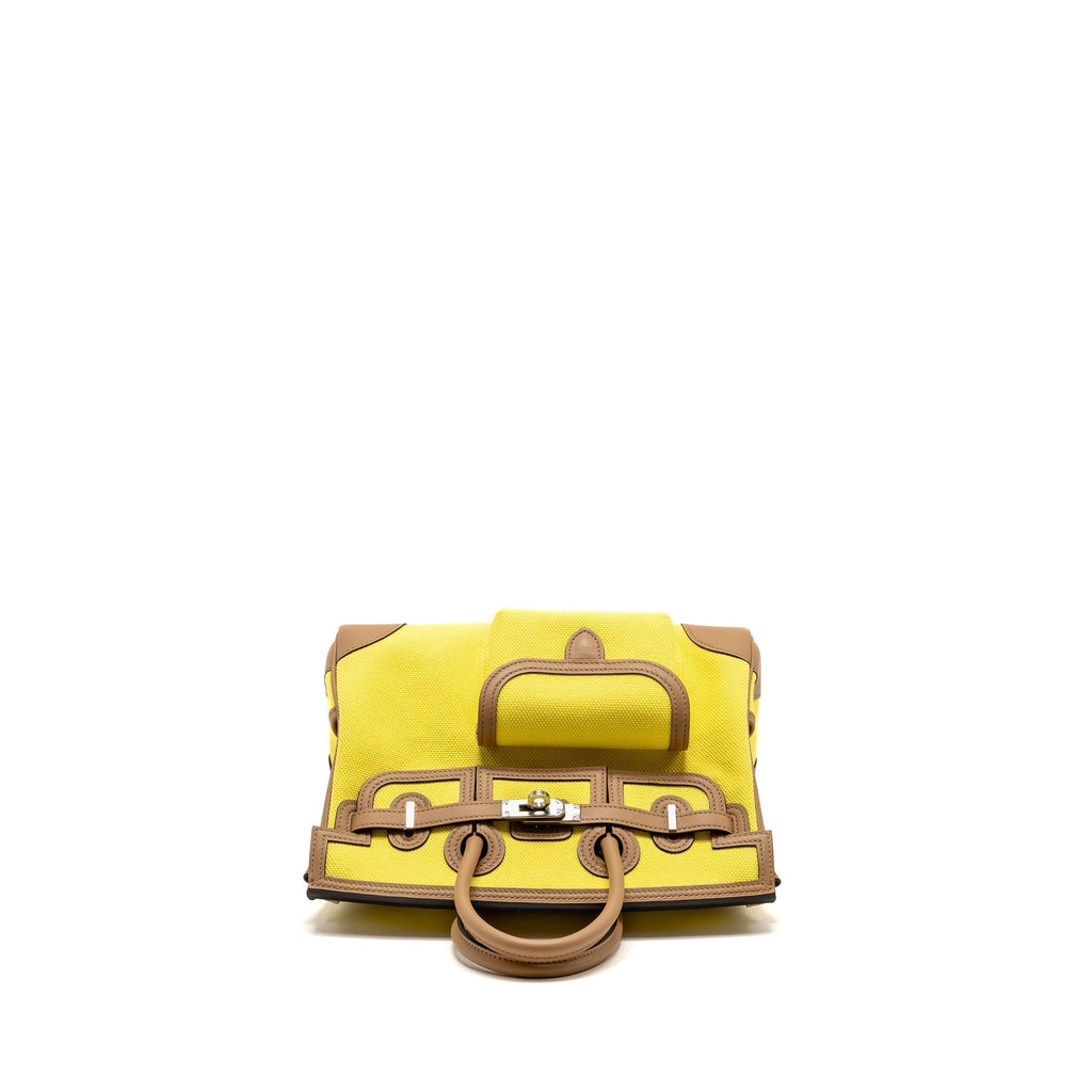 HERMES BIRKIN 25 CARGO TOILE GOELAND / SWIFT JAUNE CITRON / CHAI SHW