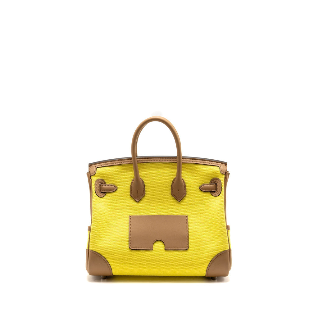 HERMES BIRKIN 25 CARGO TOILE GOELAND / SWIFT JAUNE CITRON / CHAI SHW