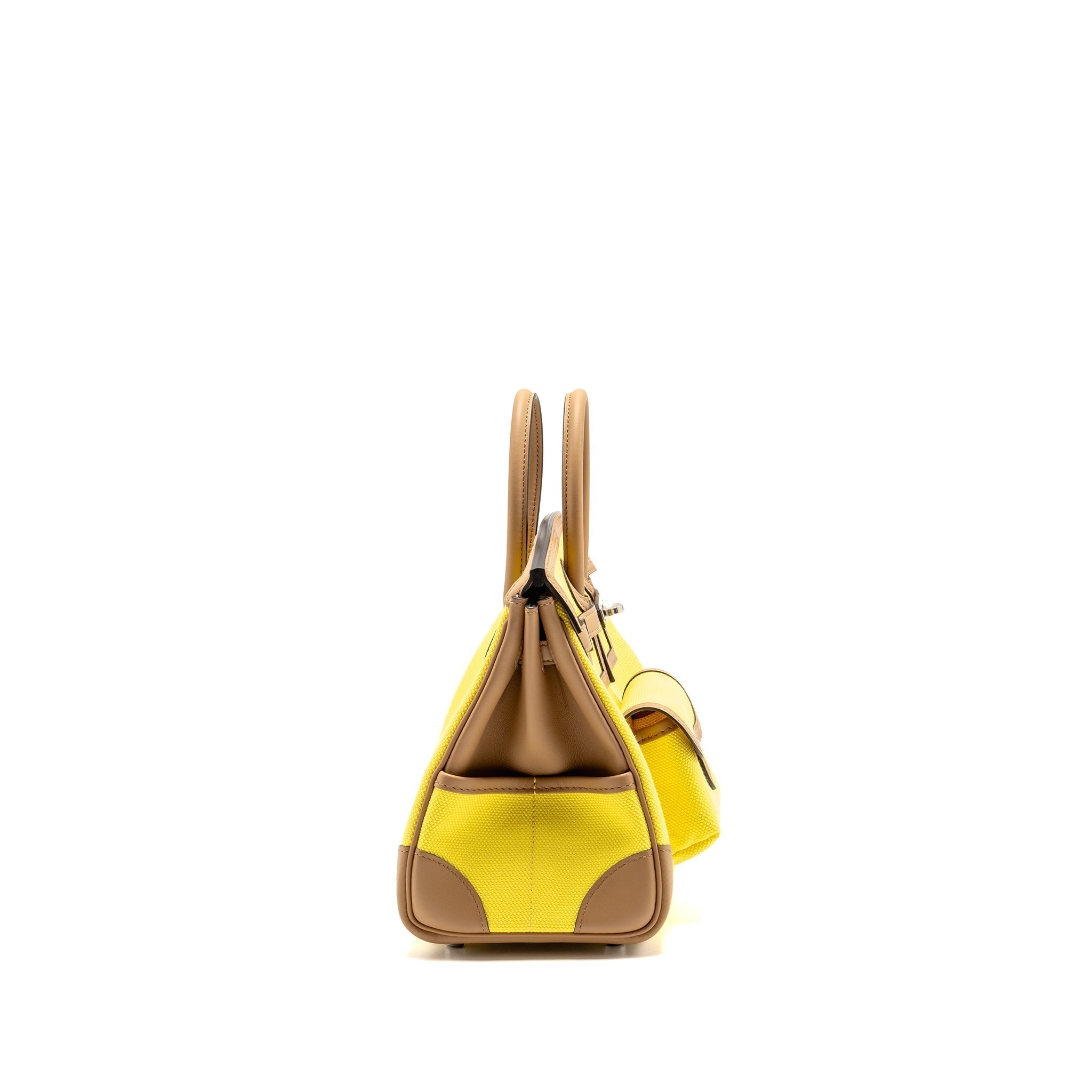 HERMES BIRKIN 25 CARGO TOILE GOELAND / SWIFT JAUNE CITRON / CHAI SHW
