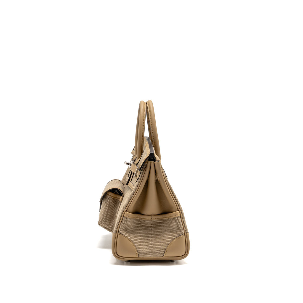 HERMES BIRKIN 25 CARGO TOILE GOELAND/SWIFT BEIGE MARFA/POUSSIERE SHW
