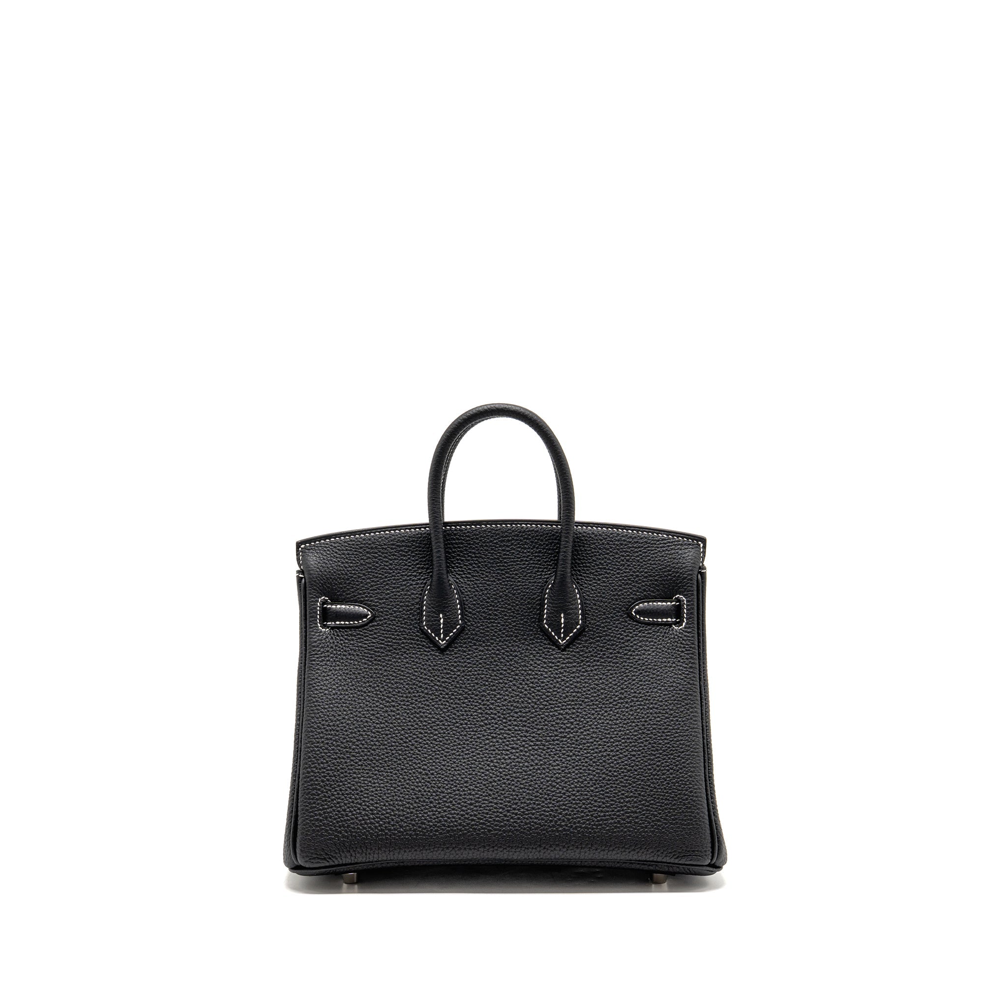 HERMES BIRKIN 25 SPECIAL ORDER TOGO BLACK/WHITE STITCHING BRUSHED SHW