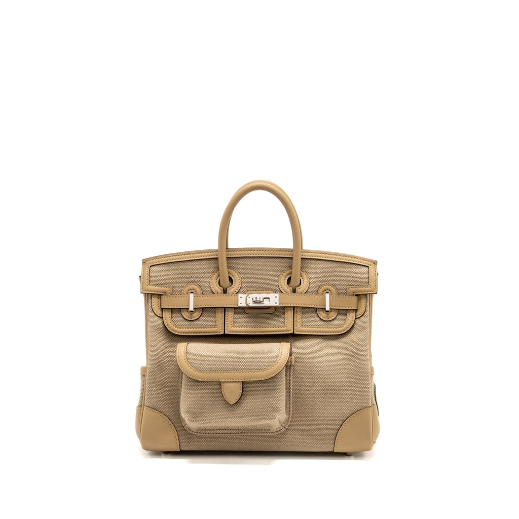HERMES BIRKIN 25 CARGO TOILE GOELAND/SWIFT BEIGE MARFA/POUSSIERE SHW