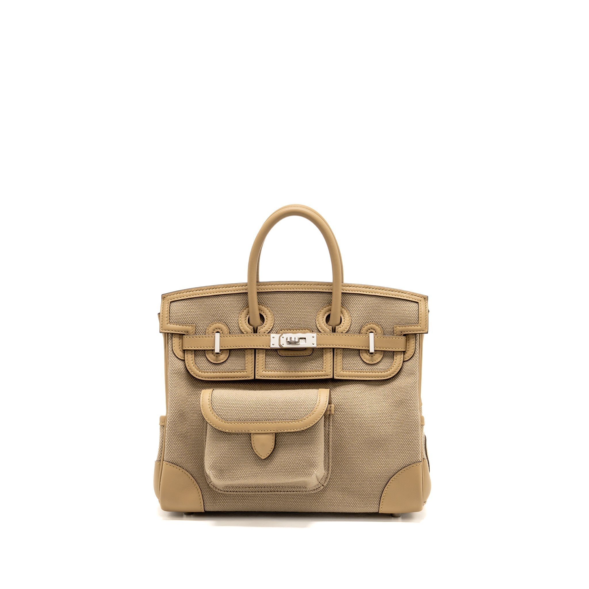 HERMES BIRKIN 25 CARGO TOILE GOELAND/SWIFT BEIGE MARFA/POUSSIERE SHW