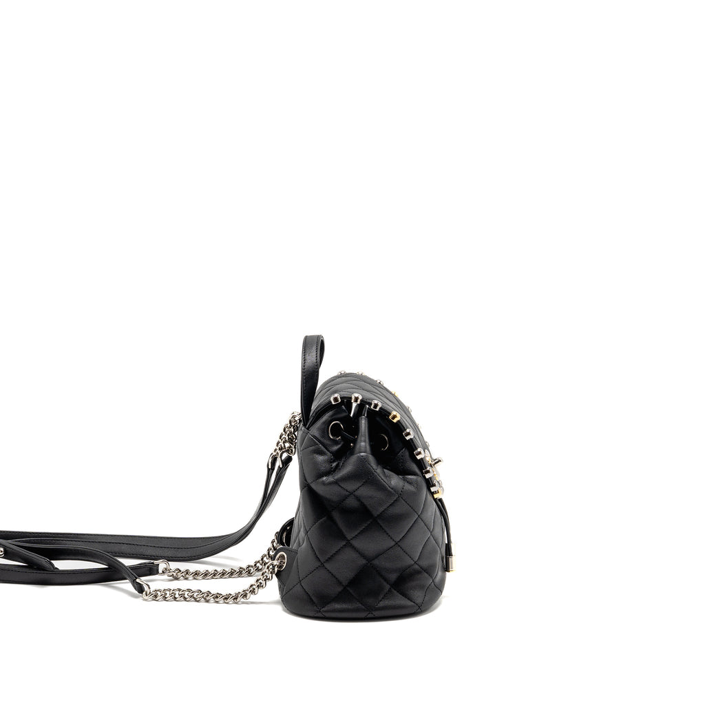 QUILTED METALLIC BUBBLE BACKPACK LAMBSKIN BLACK MULTICOLOUR HARDWARE