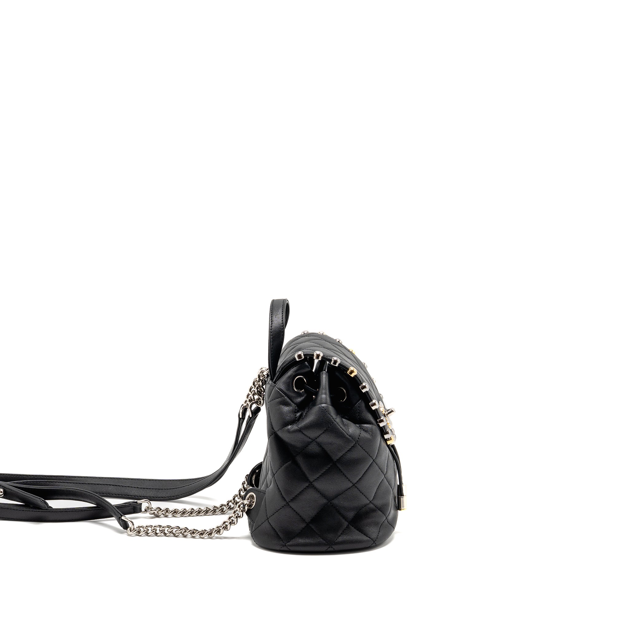QUILTED METALLIC BUBBLE BACKPACK LAMBSKIN BLACK MULTICOLOUR HARDWARE