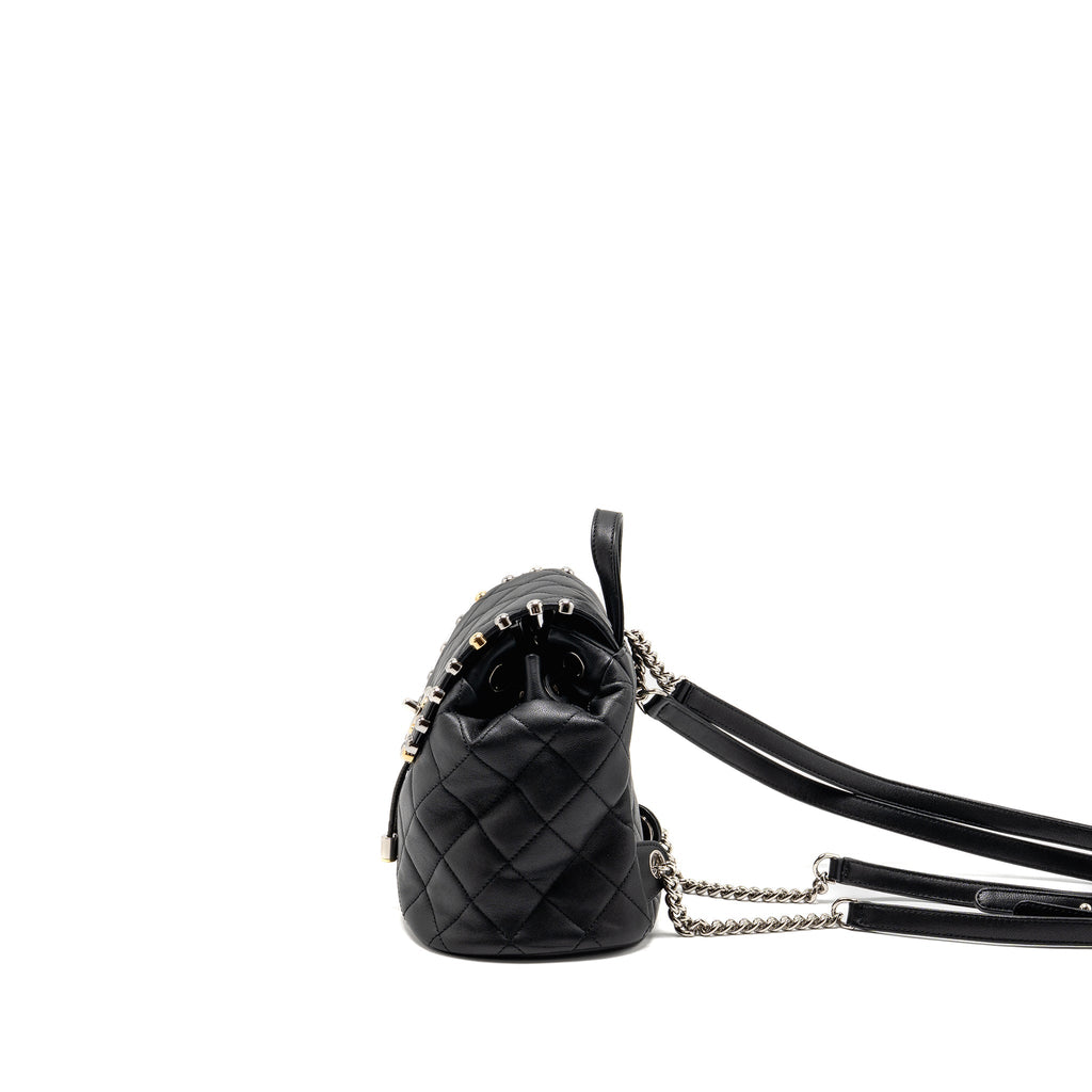 QUILTED METALLIC BUBBLE BACKPACK LAMBSKIN BLACK MULTICOLOUR HARDWARE
