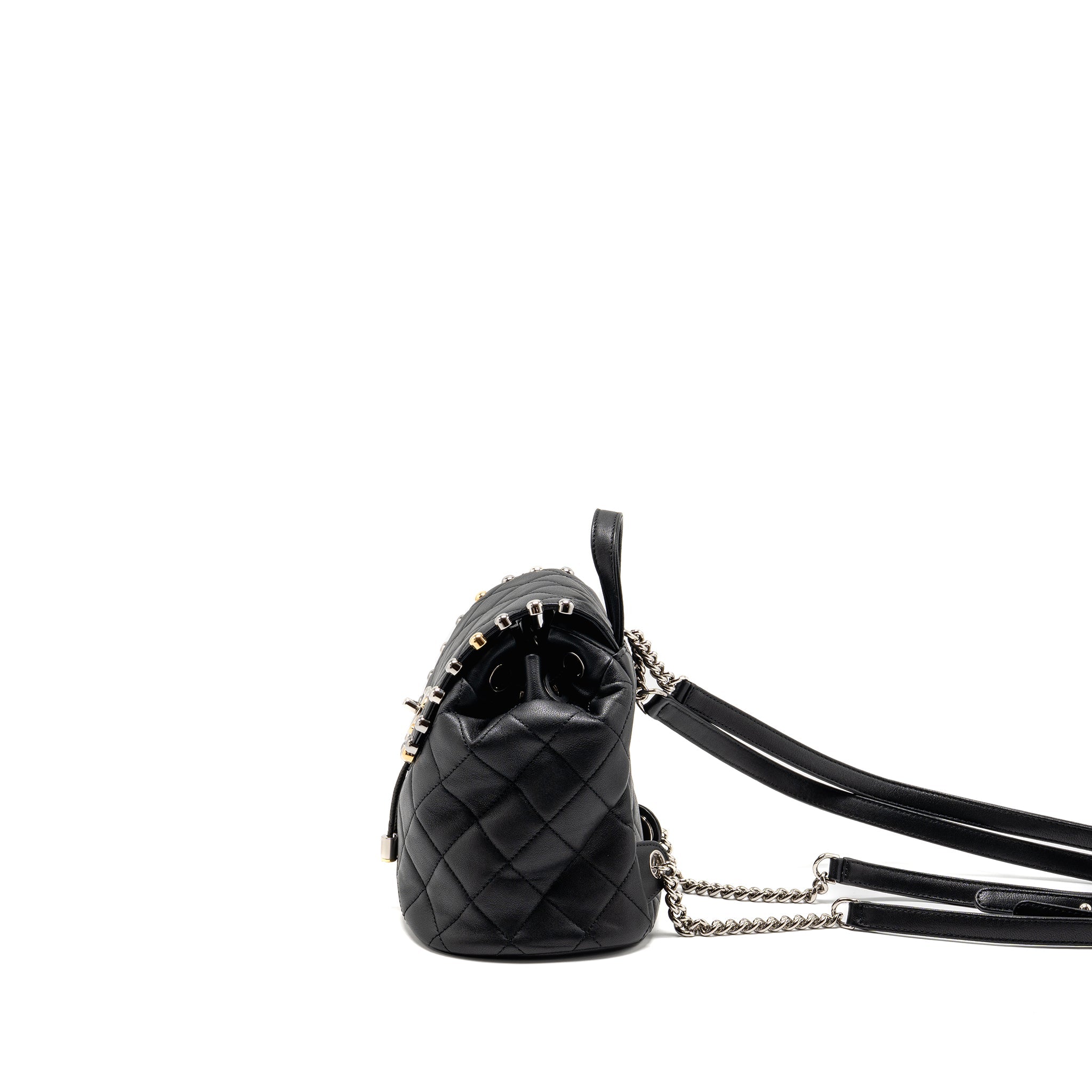QUILTED METALLIC BUBBLE BACKPACK LAMBSKIN BLACK MULTICOLOUR HARDWARE