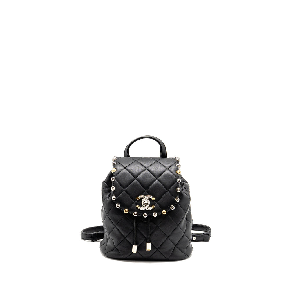 QUILTED METALLIC BUBBLE BACKPACK LAMBSKIN BLACK MULTICOLOUR HARDWARE