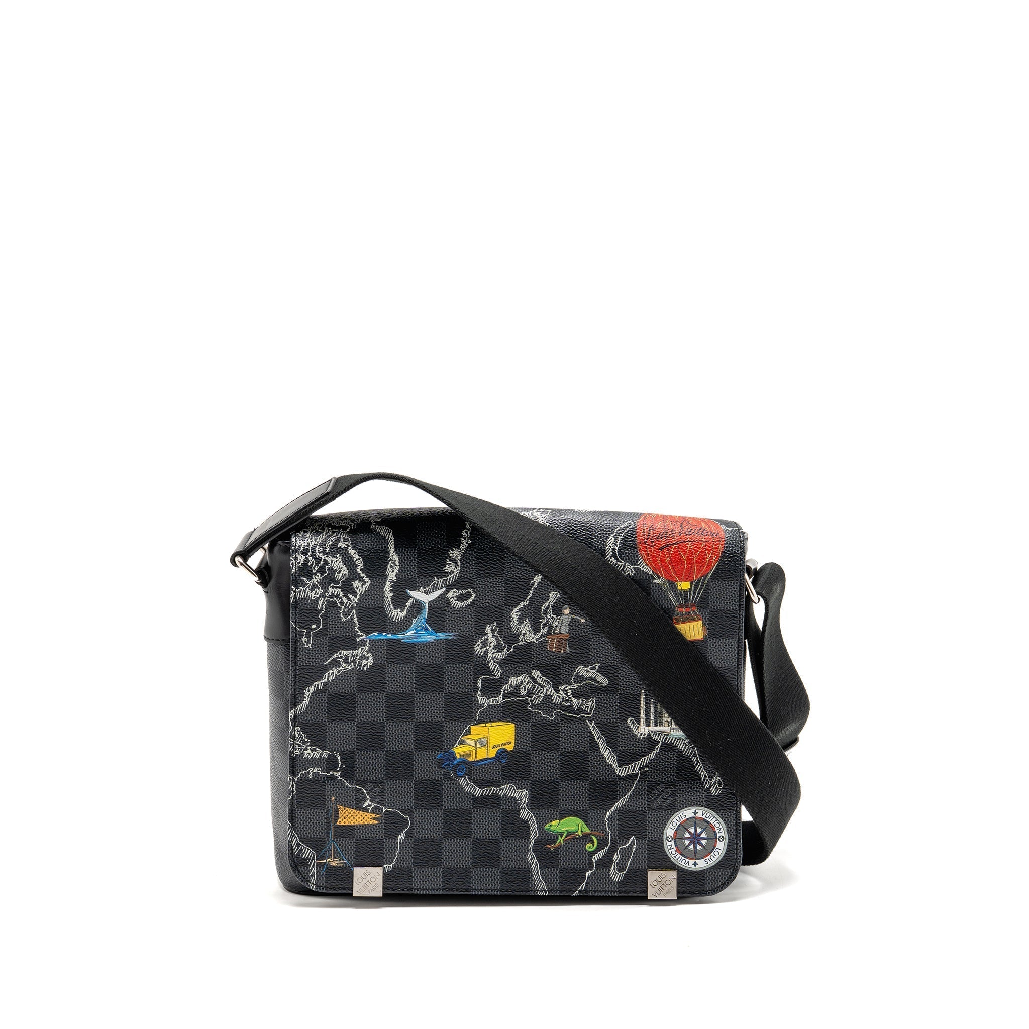 WORLD MAP DISTRICT MESSENGER BAG DAMIER GRAPHITE CANVAS SHW