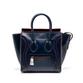 LUGGAGE TOTE BAG CALFSKIN BLUE/RED SHW