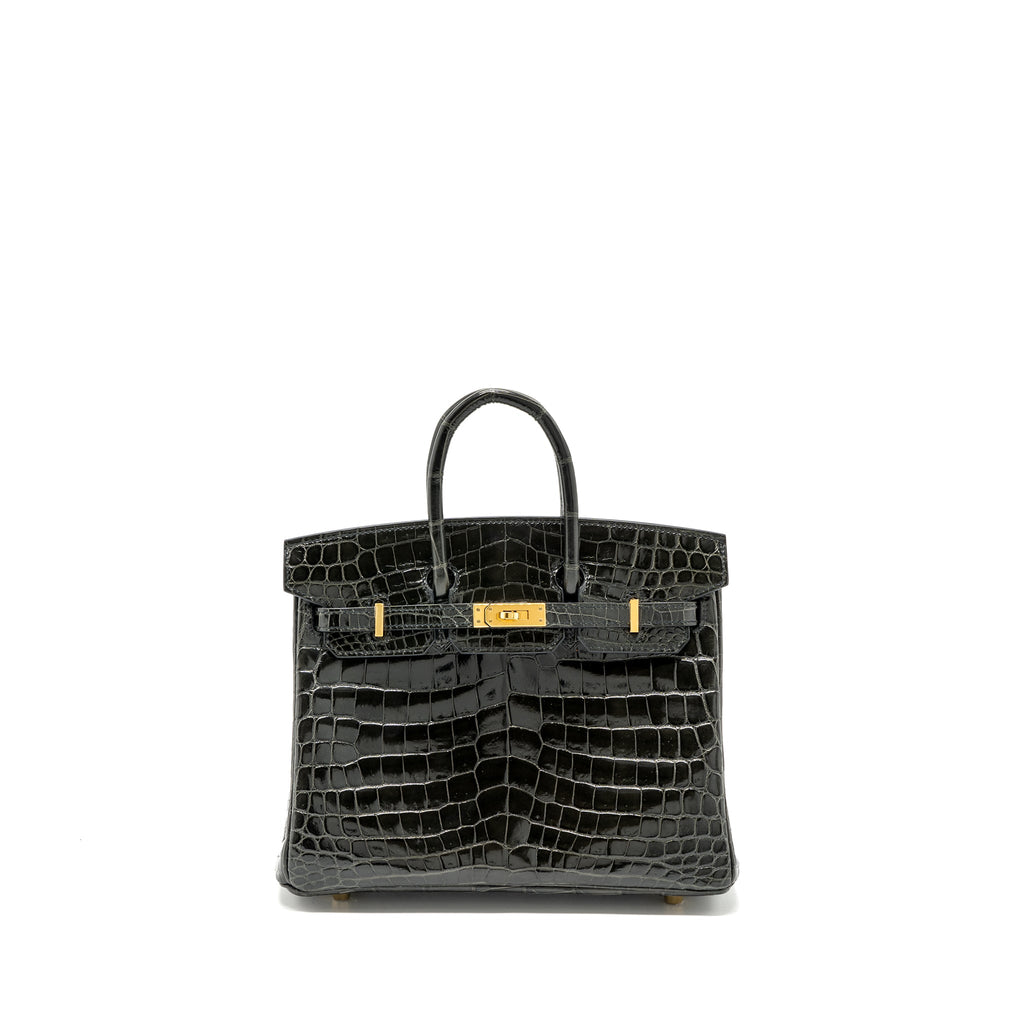 HERMES BIRKIN 25 SHINY CROCODILE NILOTICUS 88 GRAPHITE GHW