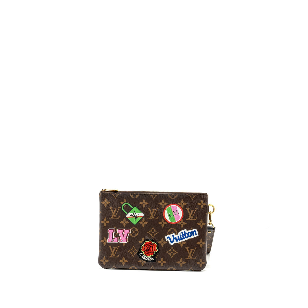 TRAVEL STICKERS CITY POUCH MONOGRAM CANVAS GHW