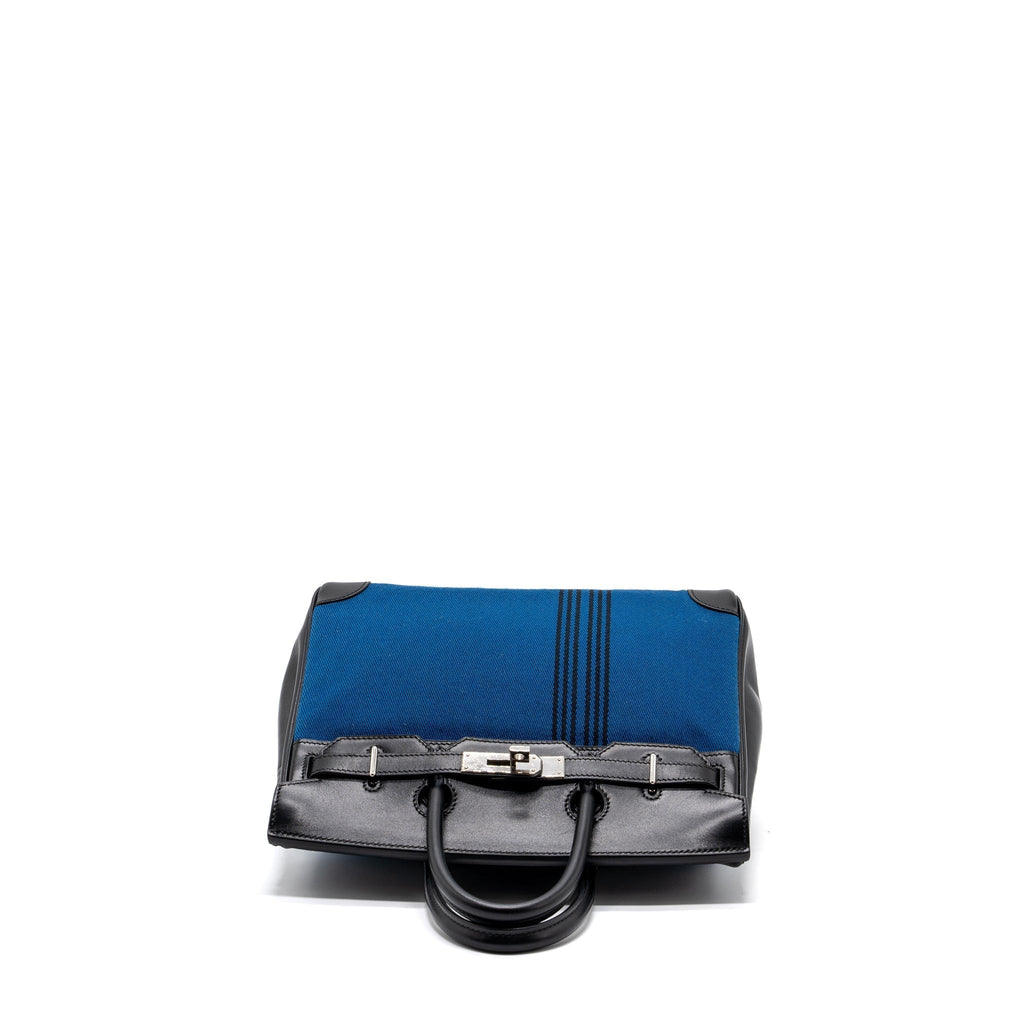 HERMES VINTAGE BIRKIN HAC 28 TOILE POTAMUS BLACK / BLUE SHW